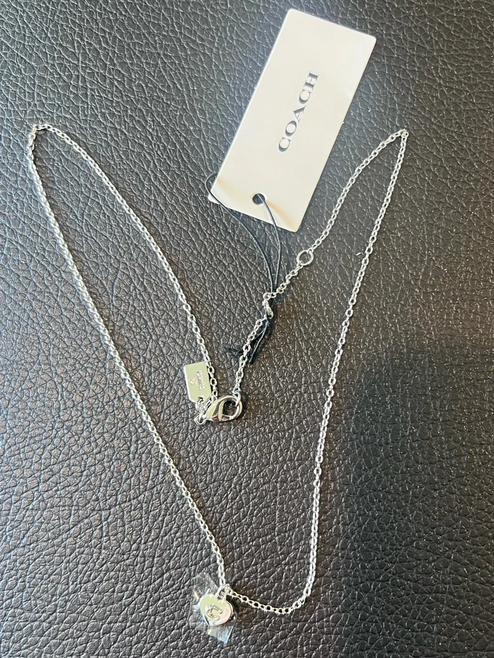 Coach nwt silver Delicate Black Heart Pendant Necklace